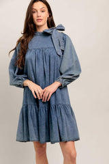 COMMON GROUND LIGHT WEIGHT DENIM MINI DRESS - Flying Tomato - Flyclothing LLC