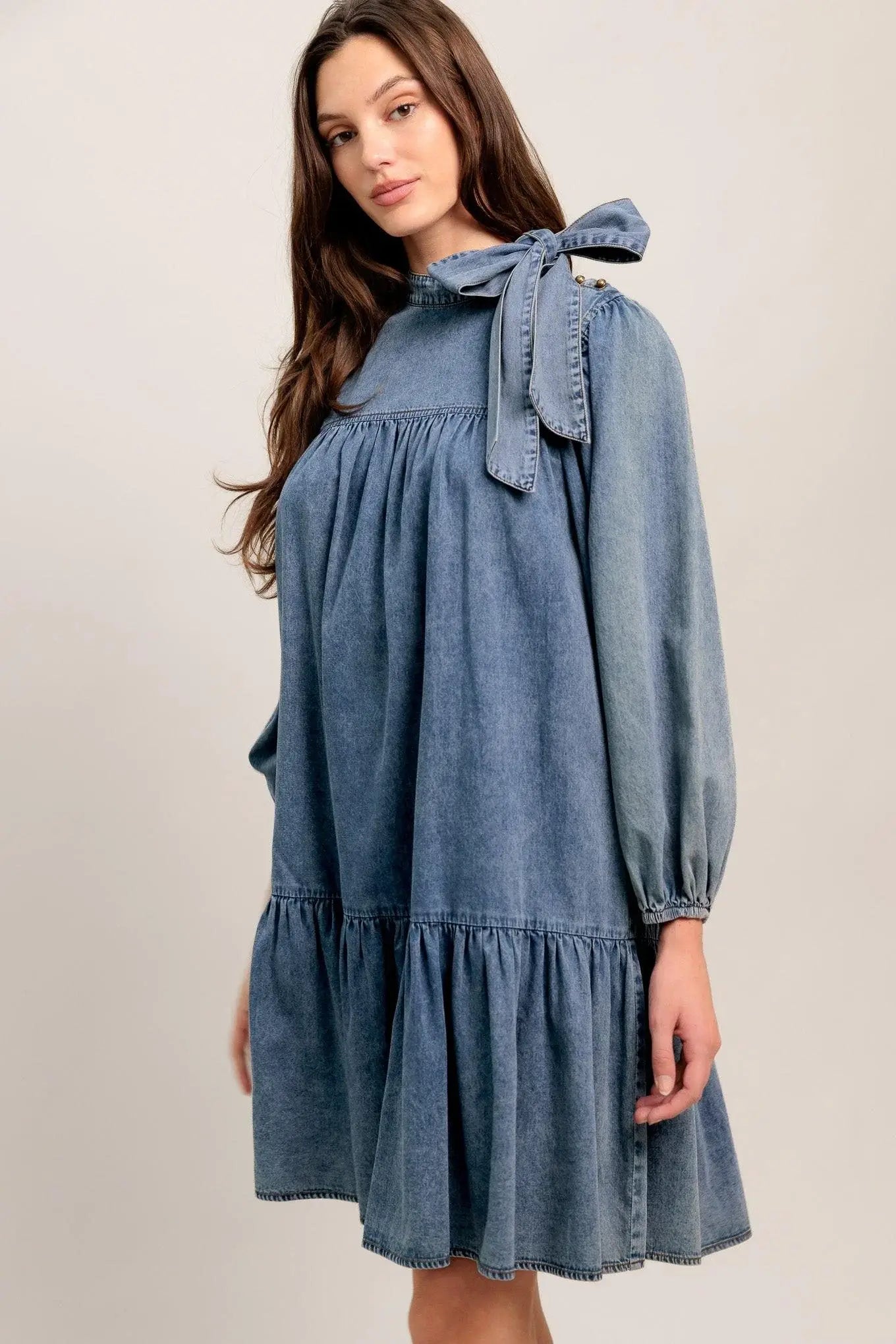 COMMON GROUND LIGHT WEIGHT DENIM MINI DRESS - Flying Tomato - Flyclothing LLC