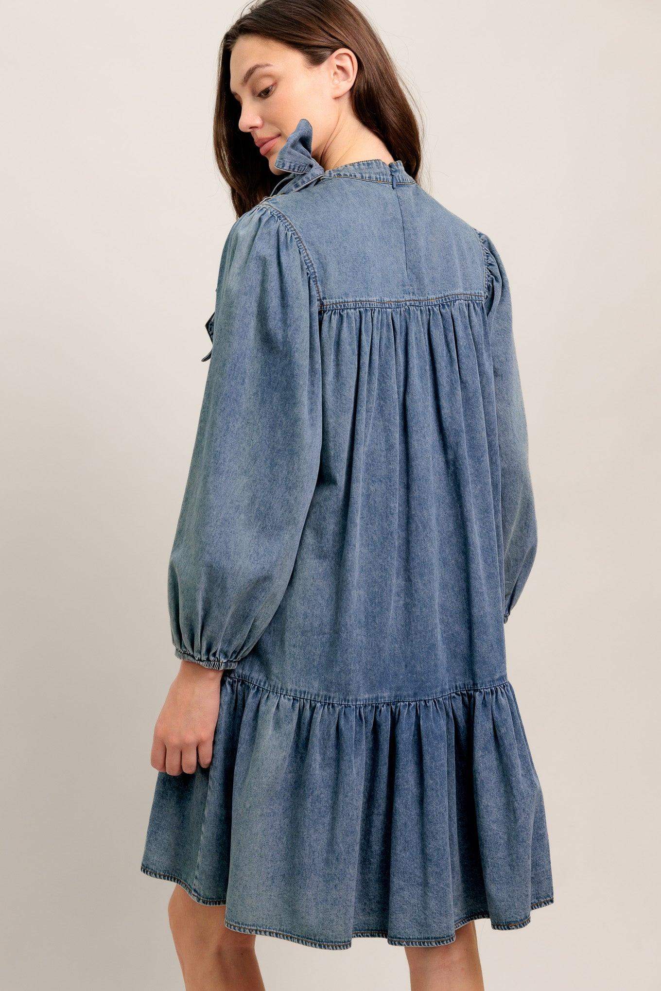 COMMON GROUND LIGHT WEIGHT DENIM MINI DRESS - Flying Tomato - Flyclothing LLC