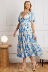 BLOOMING DAY WOVEN MIDI DRESS - Flying Tomato - Flyclothing LLC
