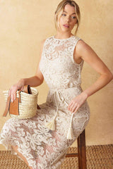 TIMELESS TREASURES LACE WOVEN MIDI DRESS - Flying Tomato - Flyclothing LLC
