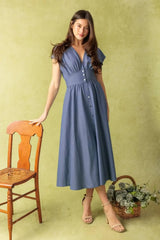 BRIGHT MORNINGS WOVEN MIDI DRESS - Flying Tomato - Flyclothing LLC