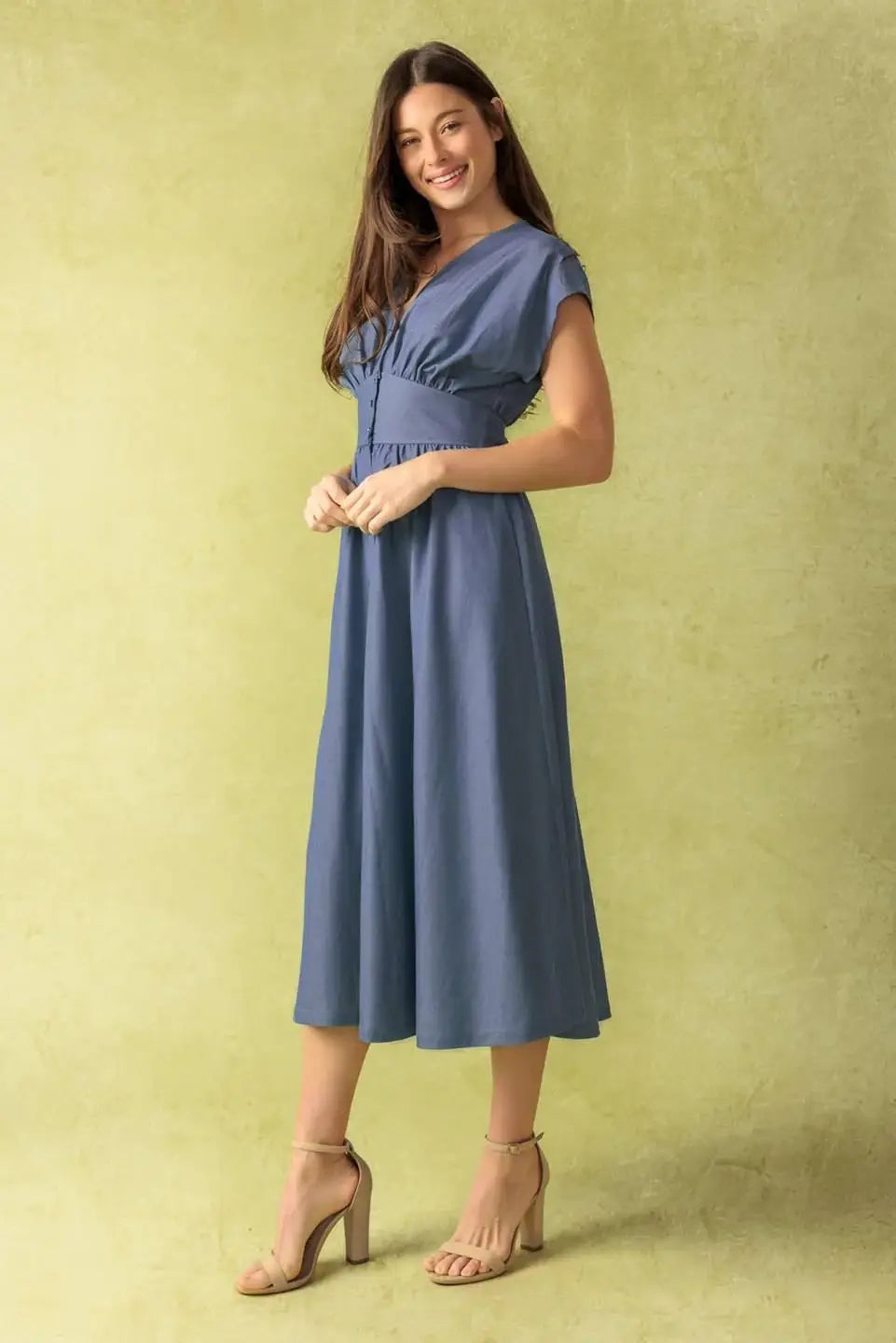 BRIGHT MORNINGS WOVEN MIDI DRESS - Flying Tomato - Flyclothing LLC