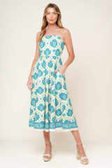 THRIVING POISE WOVEN MIDI DRESS - Flying Tomato - Flyclothing LLC