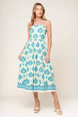 THRIVING POISE WOVEN MIDI DRESS - Flying Tomato - Flyclothing LLC