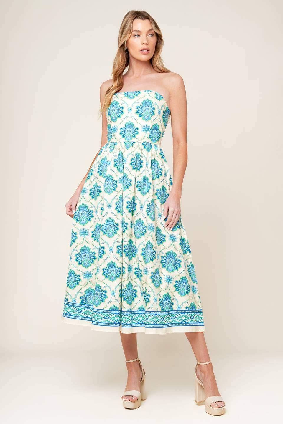 THRIVING POISE WOVEN MIDI DRESS - Flying Tomato - Flyclothing LLC