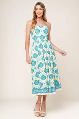 THRIVING POISE WOVEN MIDI DRESS - Flying Tomato - Flyclothing LLC