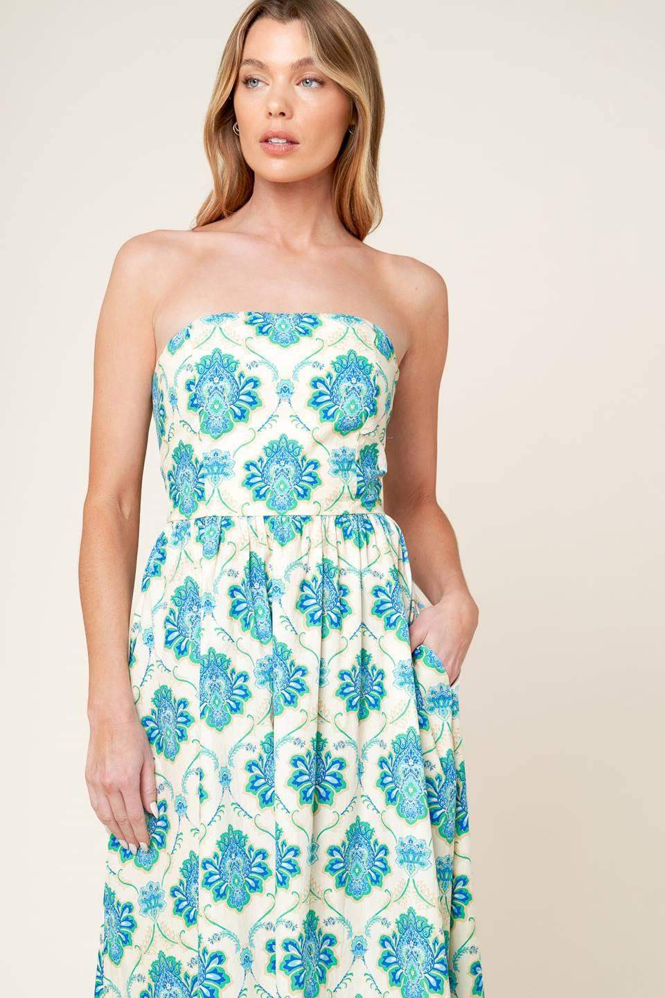 THRIVING POISE WOVEN MIDI DRESS - Flying Tomato - Flyclothing LLC