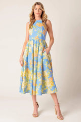 LIKE MAGIC POWDER BLUE WOVEN MIDI DRESS - Flying Tomato - Flyclothing LLC