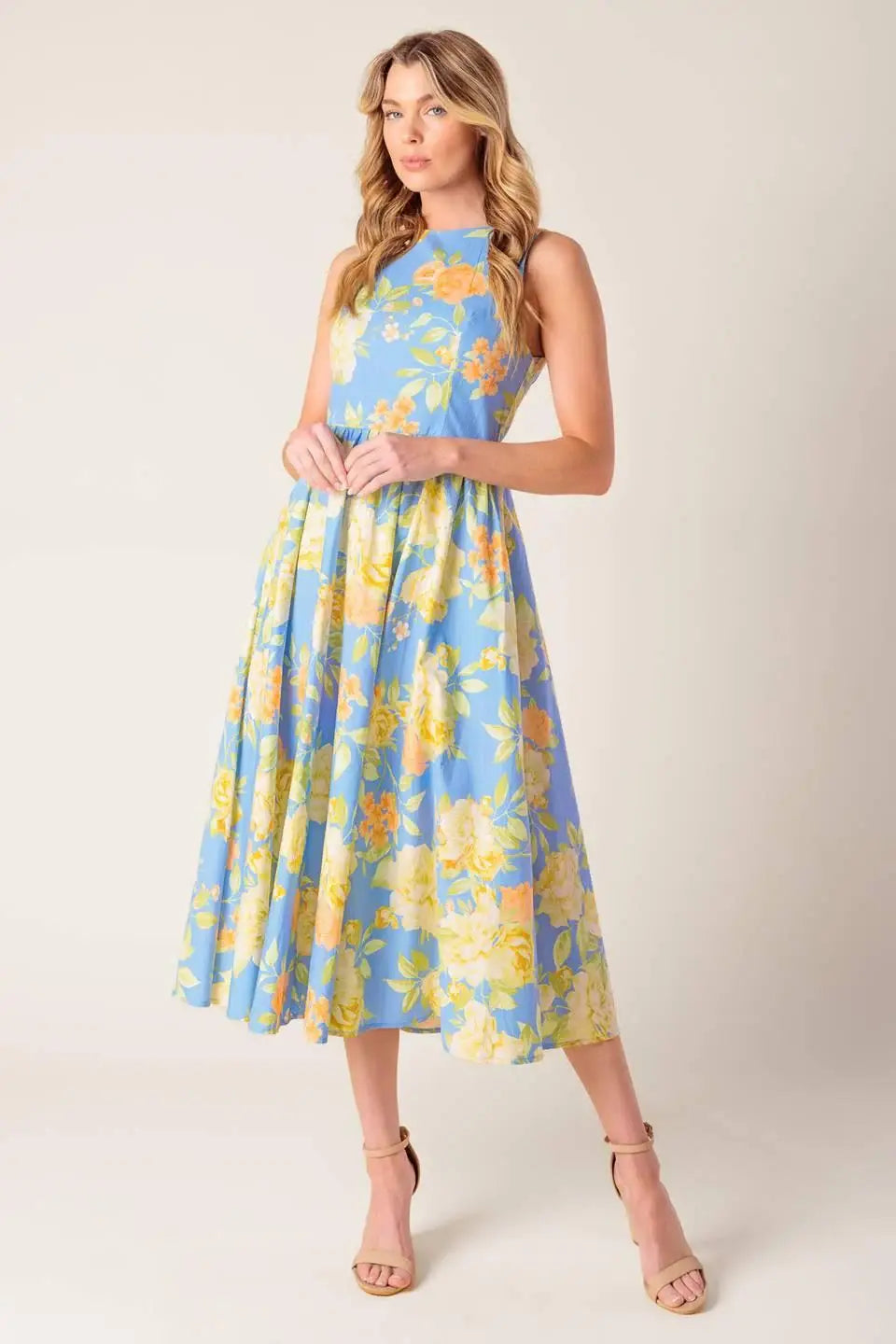LIKE MAGIC POWDER BLUE WOVEN MIDI DRESS - Flying Tomato - Flyclothing LLC