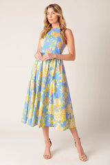 LIKE MAGIC POWDER BLUE WOVEN MIDI DRESS - Flying Tomato - Flyclothing LLC