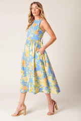 LIKE MAGIC POWDER BLUE WOVEN MIDI DRESS - Flying Tomato - Flyclothing LLC