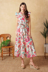 BRIGHT MOMENTS WOVEN MIDI DRESS - Flying Tomato - Flyclothing LLC