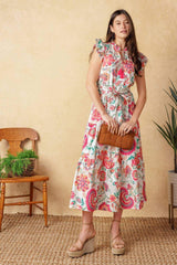 BRIGHT MOMENTS WOVEN MIDI DRESS - Flying Tomato - Flyclothing LLC