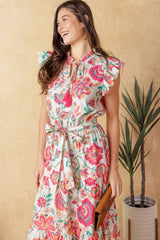 BRIGHT MOMENTS WOVEN MIDI DRESS - Flying Tomato - Flyclothing LLC