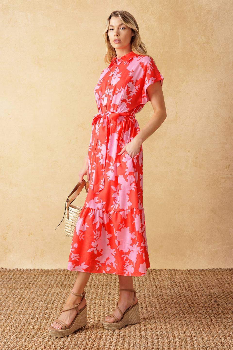 MAKE IT COUNT WOVEN MIDI DRESS - Flying Tomato - Flyclothing LLC