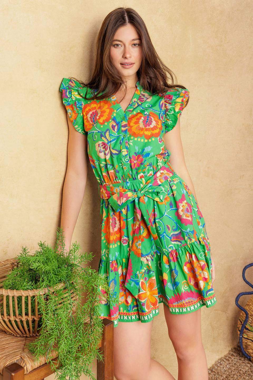 BRIGHTER DAYS WOVEN MINI DRESS - Flying Tomato - Flyclothing LLC