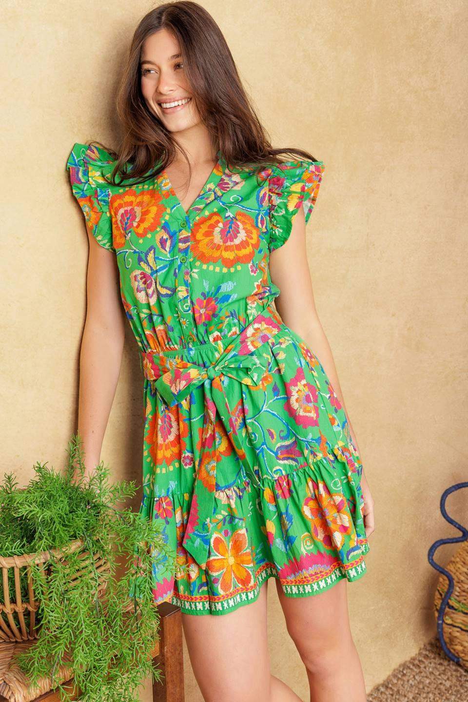 BRIGHTER DAYS WOVEN MINI DRESS - Flying Tomato - Flyclothing LLC