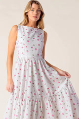 THENA GARDEN PARTY WOVEN EYELET MIDI DRESS - Flying Tomato - Flyclothing LLC