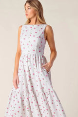THENA GARDEN PARTY WOVEN EYELET MIDI DRESS - Flying Tomato - Flyclothing LLC