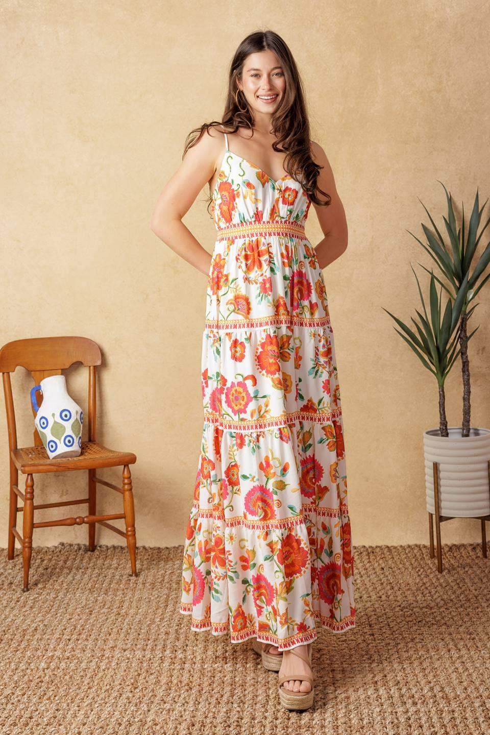 EASY ON ME IVORY RED MIDI DRESS - Flying Tomato - Flyclothing LLC