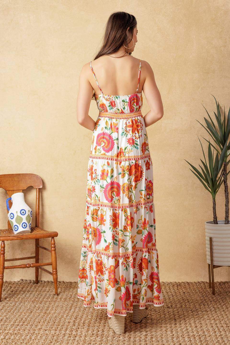EASY ON ME IVORY RED MIDI DRESS - Flying Tomato - Flyclothing LLC