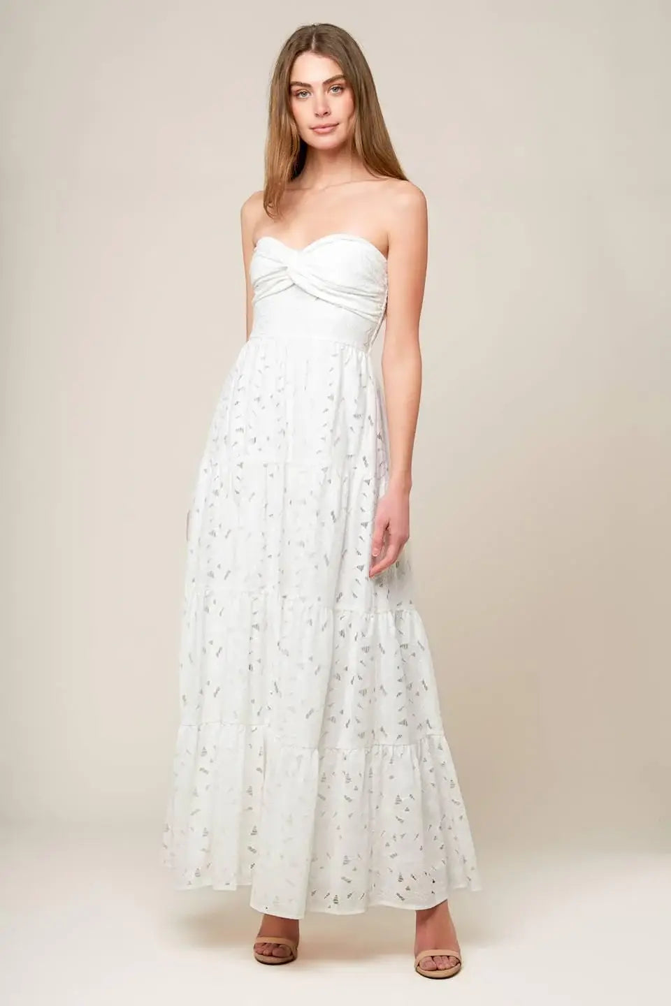 WISHING WELL WHITE WOVEN LACE MAXI DRESS - Flying Tomato - Flyclothing LLC