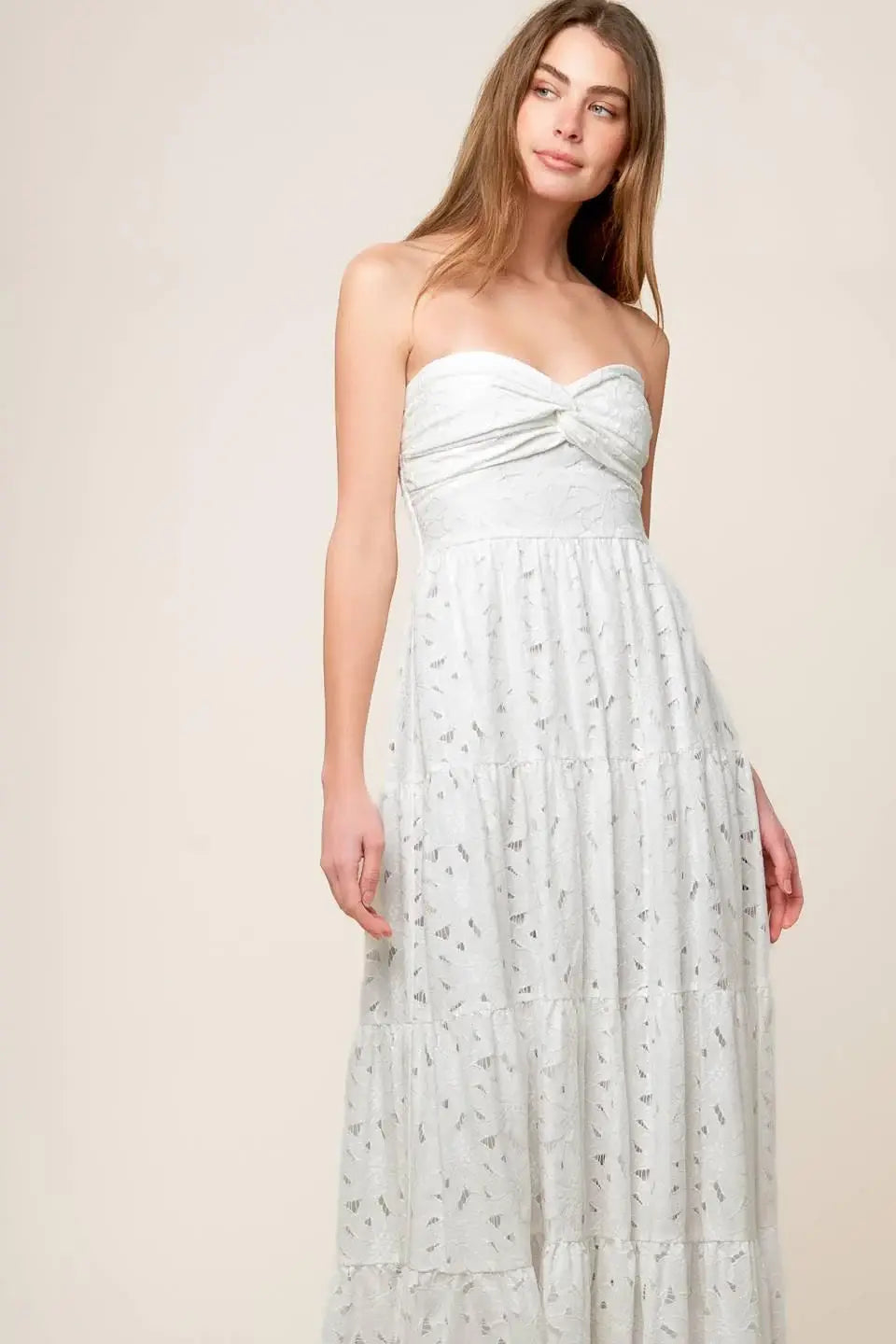 WISHING WELL WHITE WOVEN LACE MAXI DRESS - Flying Tomato - Flyclothing LLC