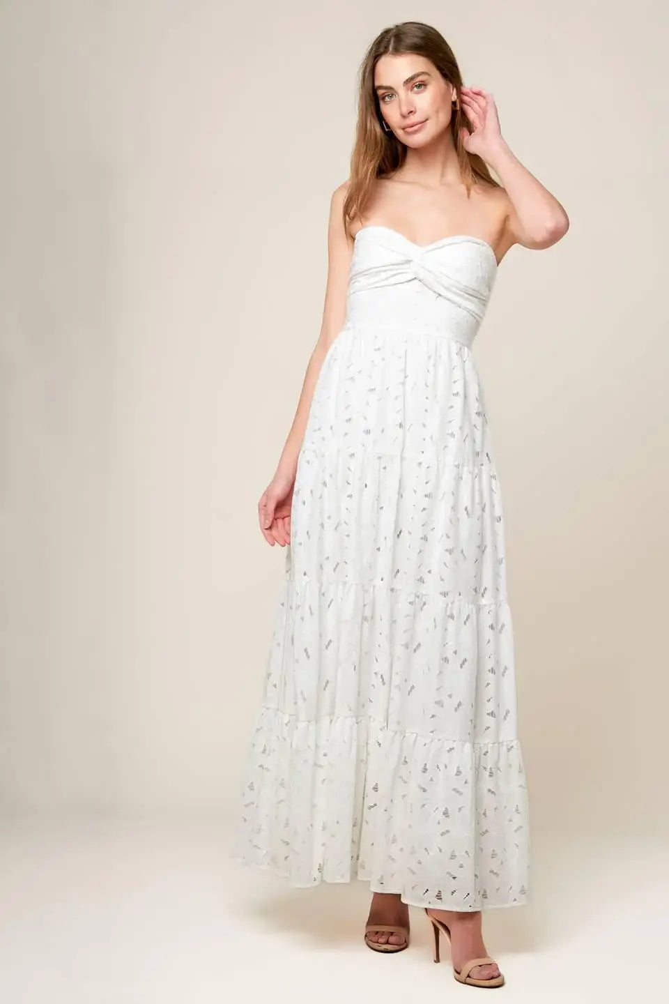 WISHING WELL WHITE WOVEN LACE MAXI DRESS - Flying Tomato - Flyclothing LLC