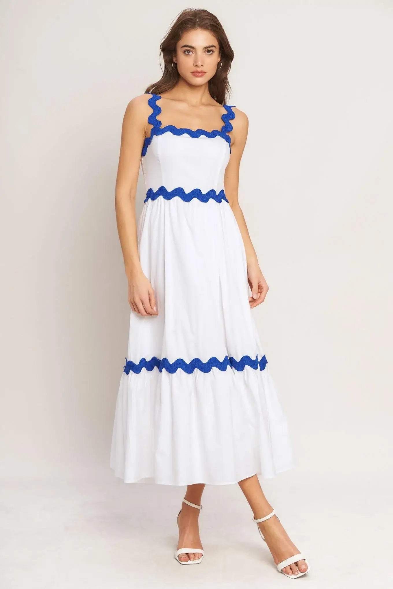 SANTORINI WAVES WOVEN MIDI DRESS - Flying Tomato - Flyclothing LLC
