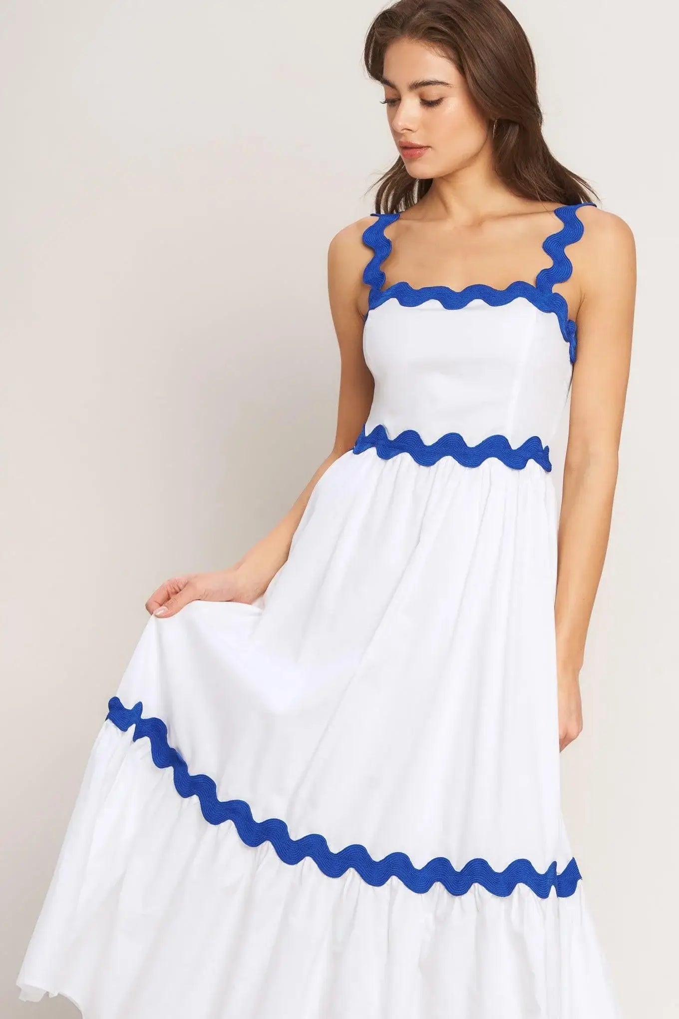 SANTORINI WAVES WOVEN MIDI DRESS - Flying Tomato - Flyclothing LLC
