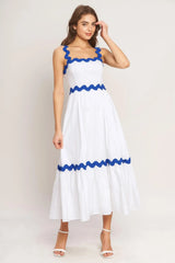 SANTORINI WAVES WOVEN MIDI DRESS - Flying Tomato - Flyclothing LLC