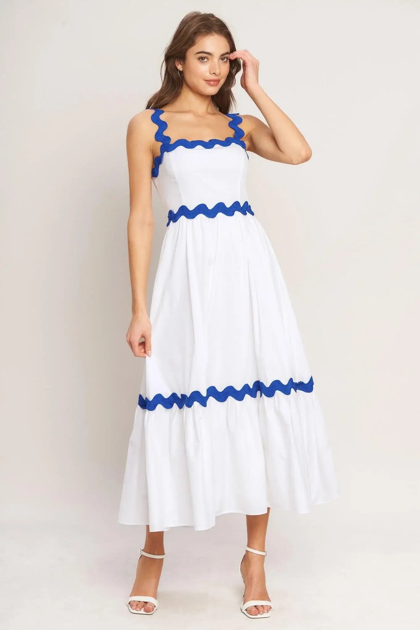 SANTORINI WAVES WOVEN MIDI DRESS - Flying Tomato - Flyclothing LLC
