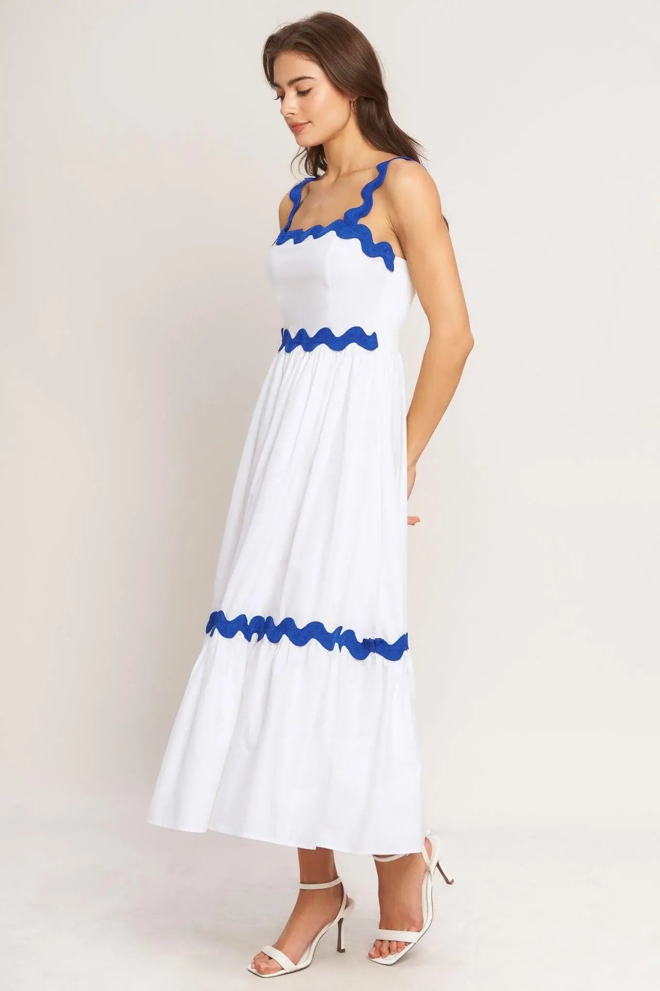 SANTORINI WAVES WOVEN MIDI DRESS - Flying Tomato - Flyclothing LLC