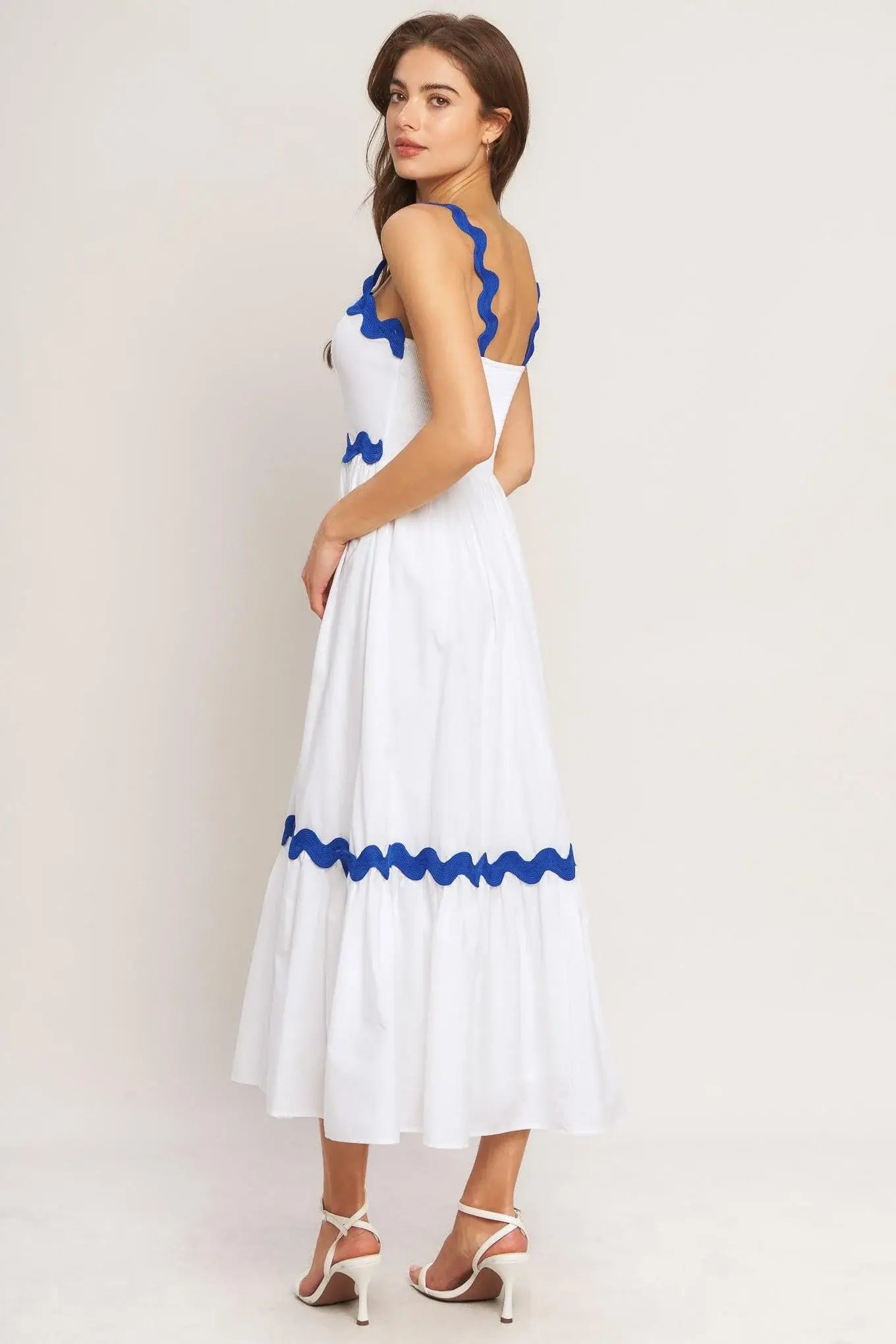 SANTORINI WAVES WOVEN MIDI DRESS - Flying Tomato - Flyclothing LLC