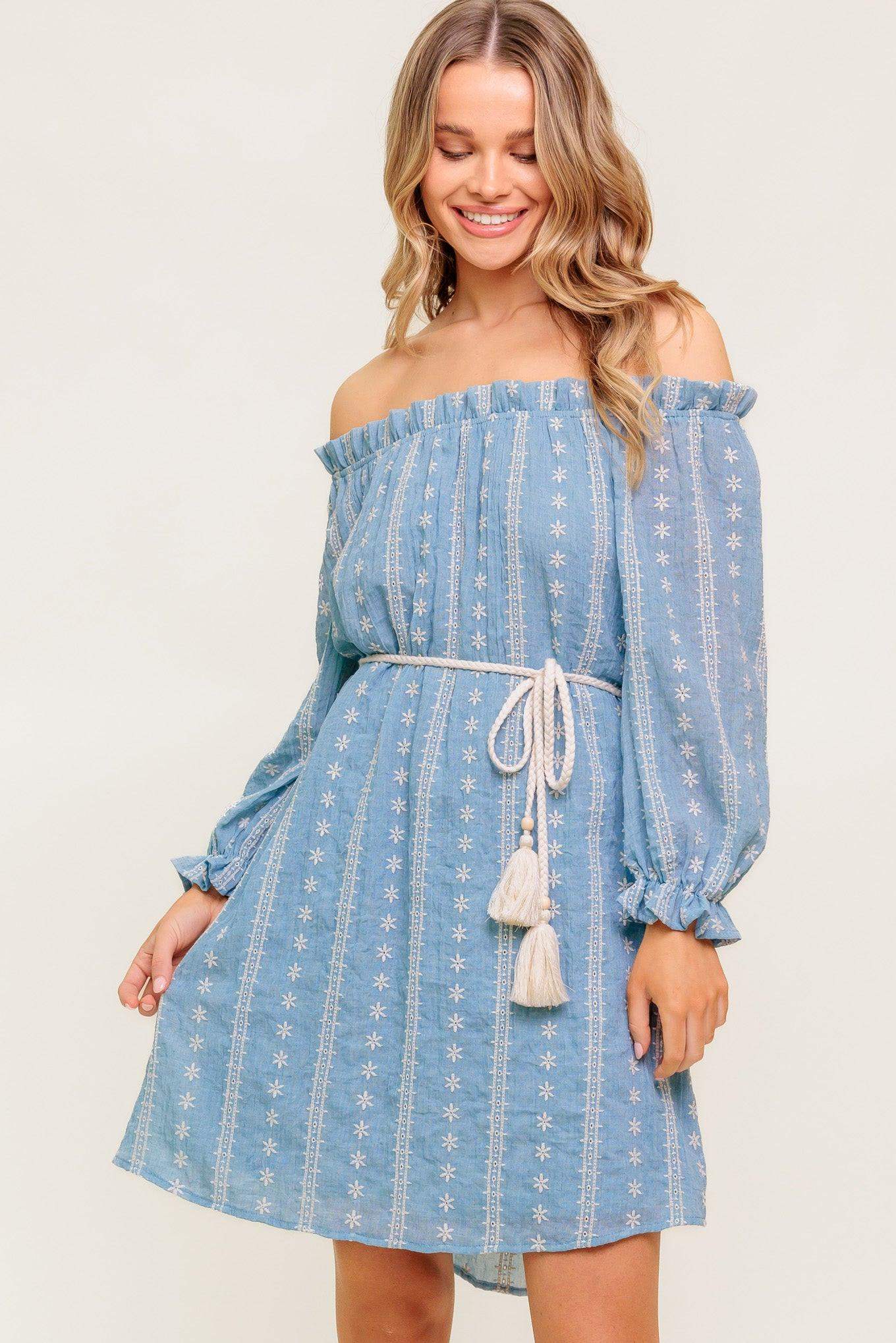 NO MORE CLOUDY SKIES WOVEN MINI DRESS - Flying Tomato - Flyclothing LLC