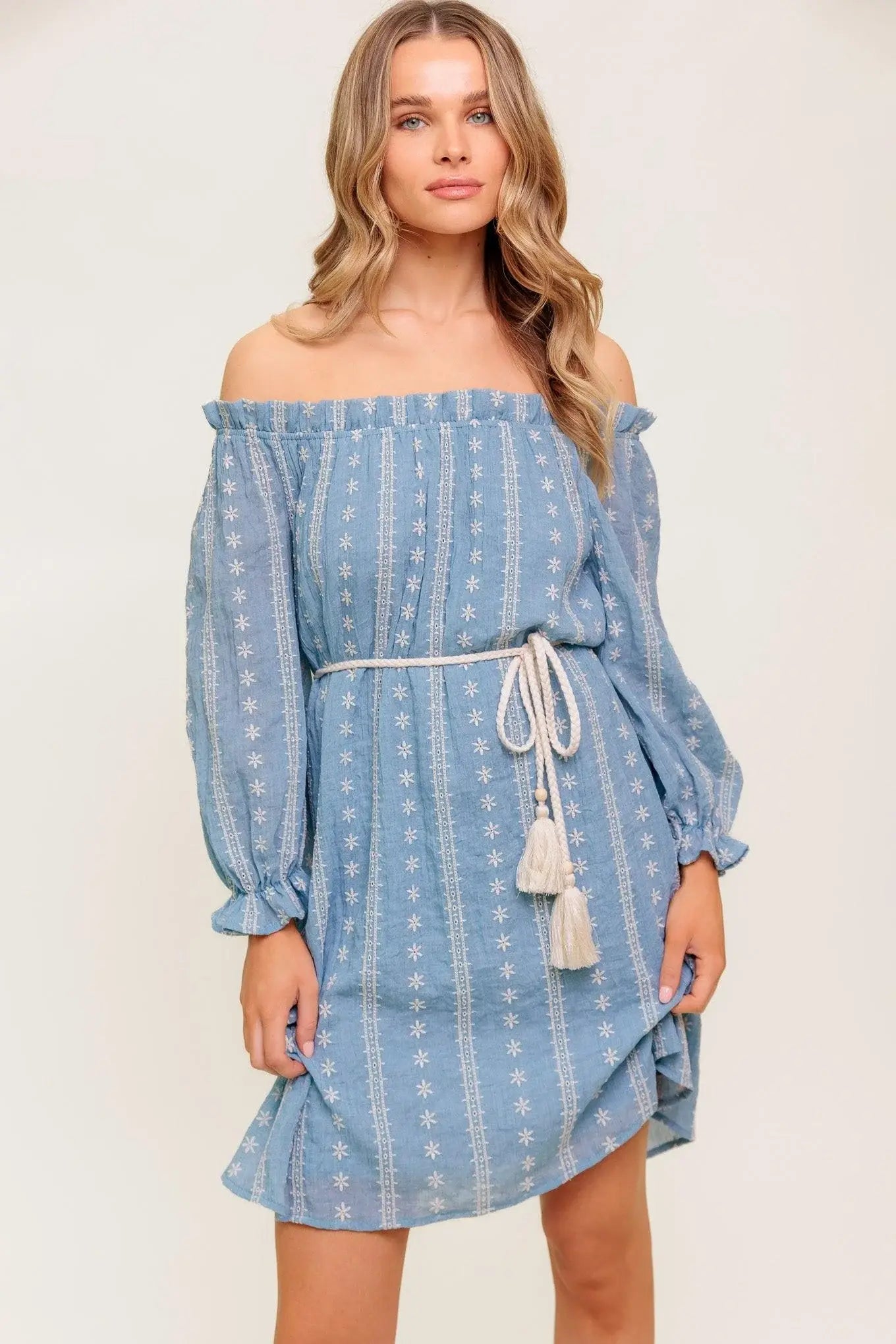 NO MORE CLOUDY SKIES WOVEN MINI DRESS - Flying Tomato - Flyclothing LLC
