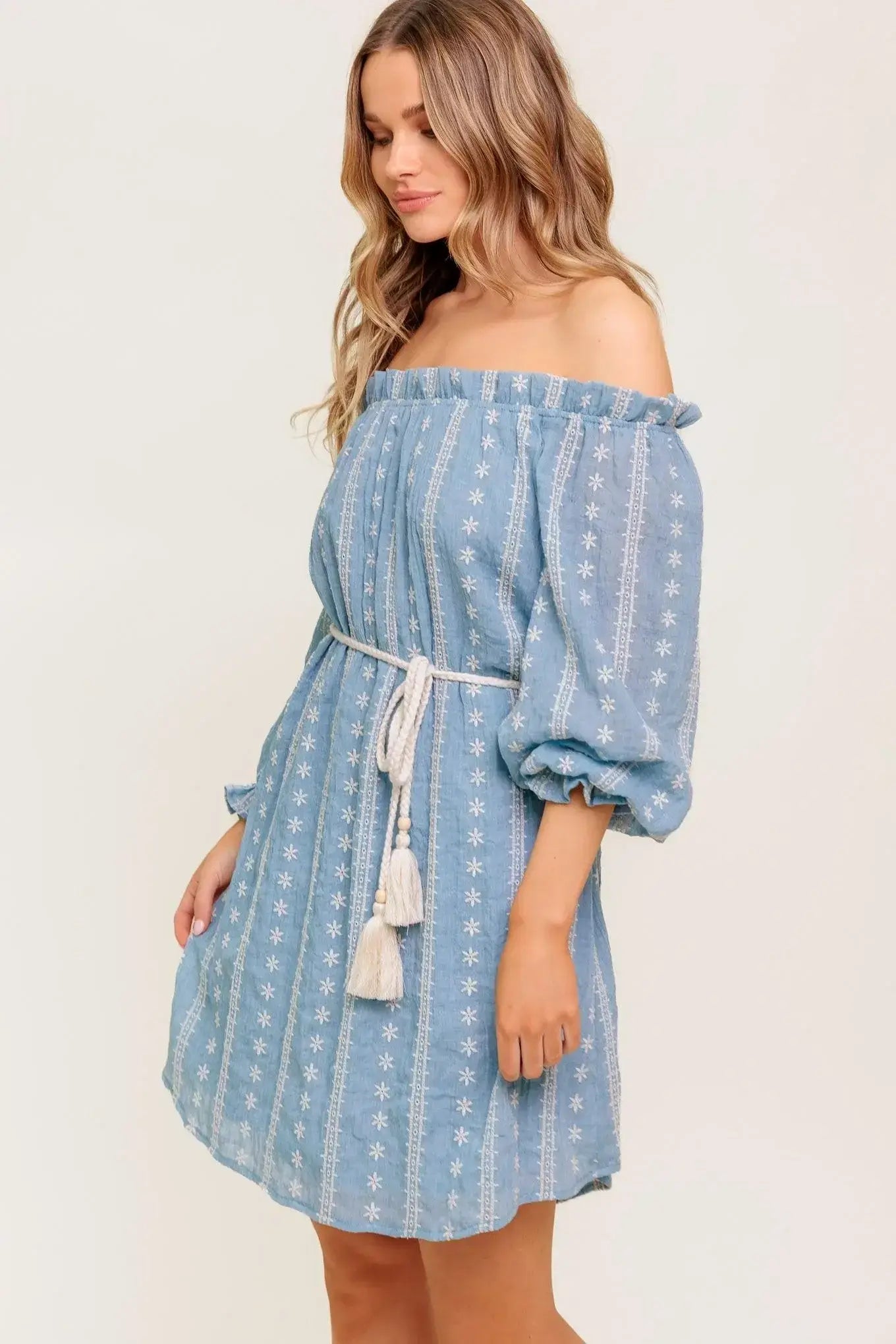 NO MORE CLOUDY SKIES WOVEN MINI DRESS - Flying Tomato - Flyclothing LLC