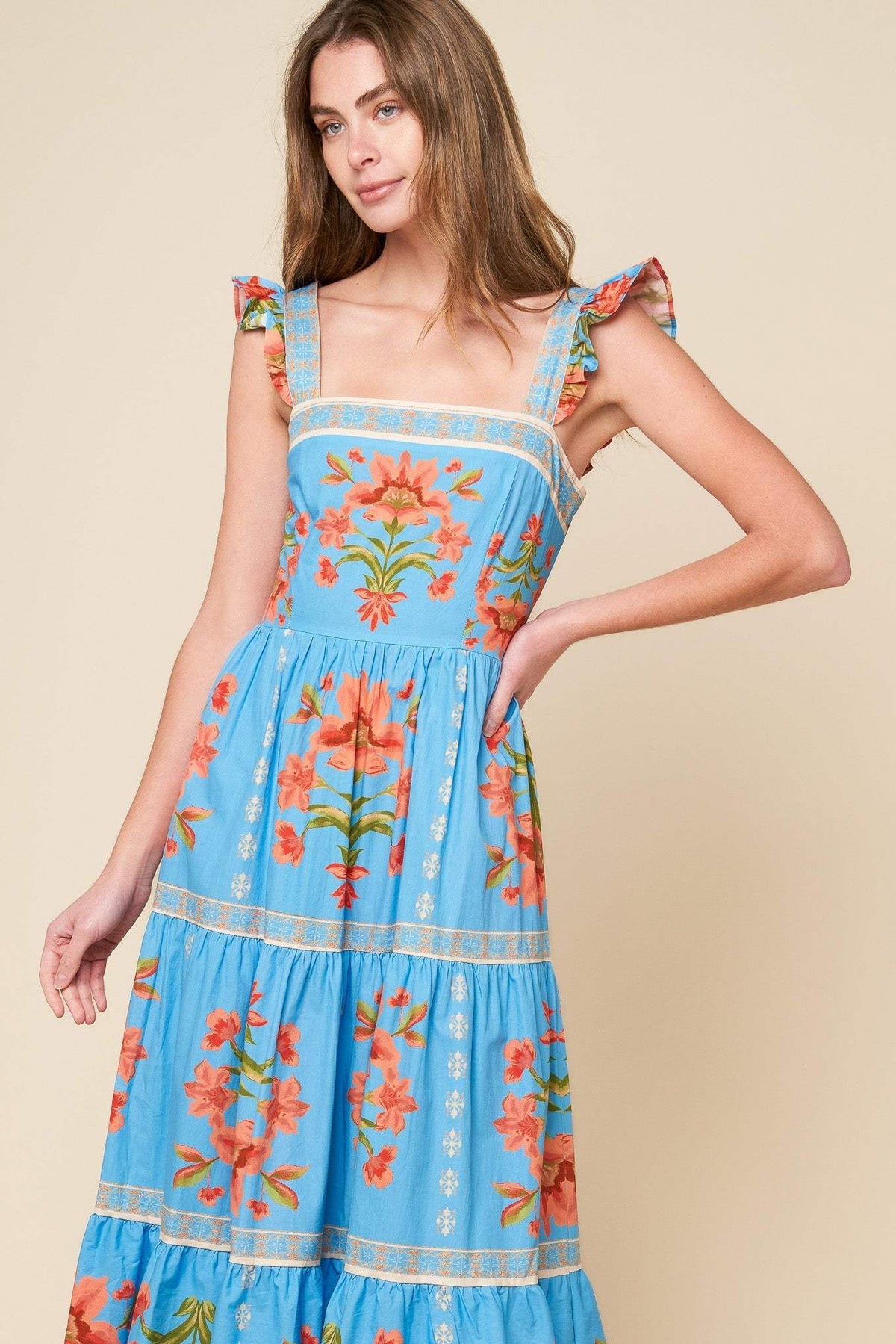 LOVELIEST MUSE IVORY WOVEN MIDI DRESS - Flying Tomato - Flyclothing LLC