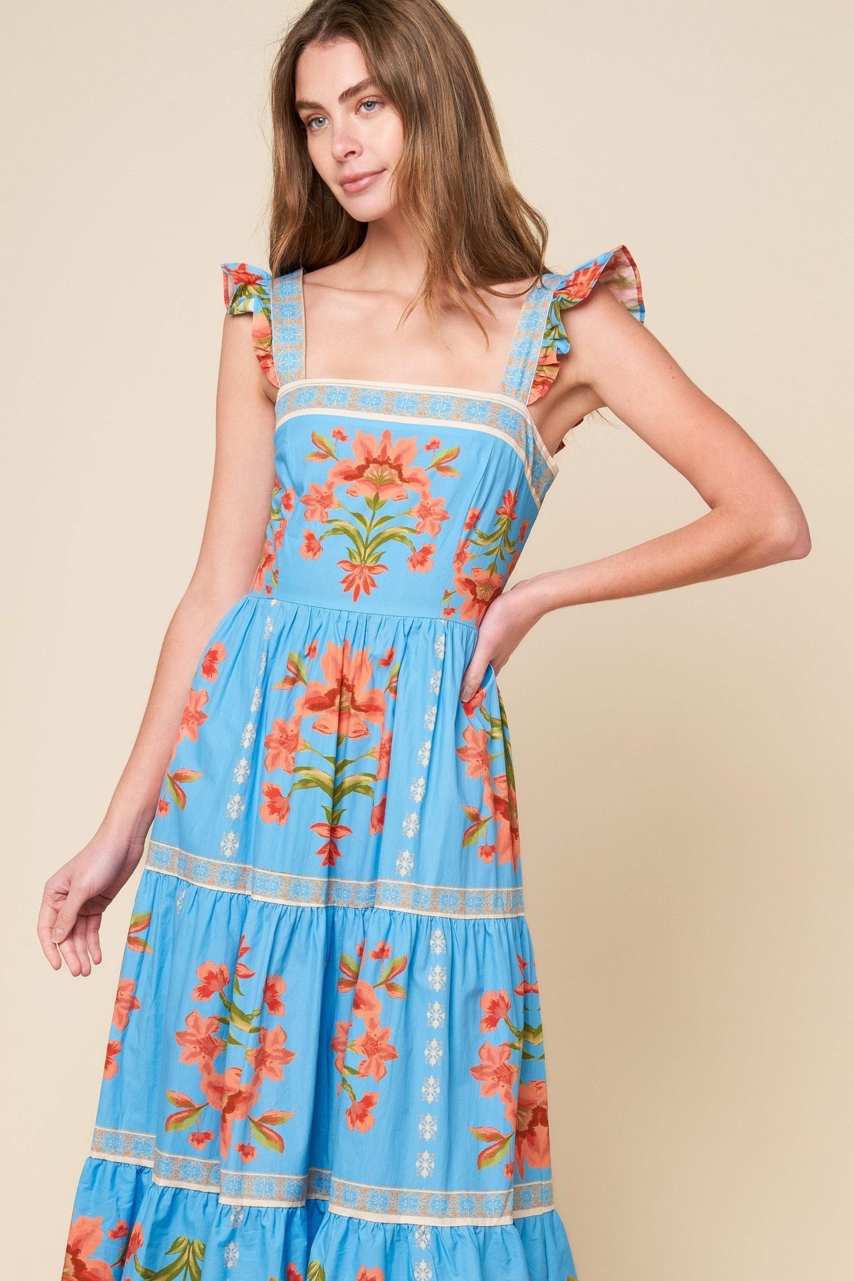LOVELIEST MUSE IVORY WOVEN MIDI DRESS - Flying Tomato - Flyclothing LLC