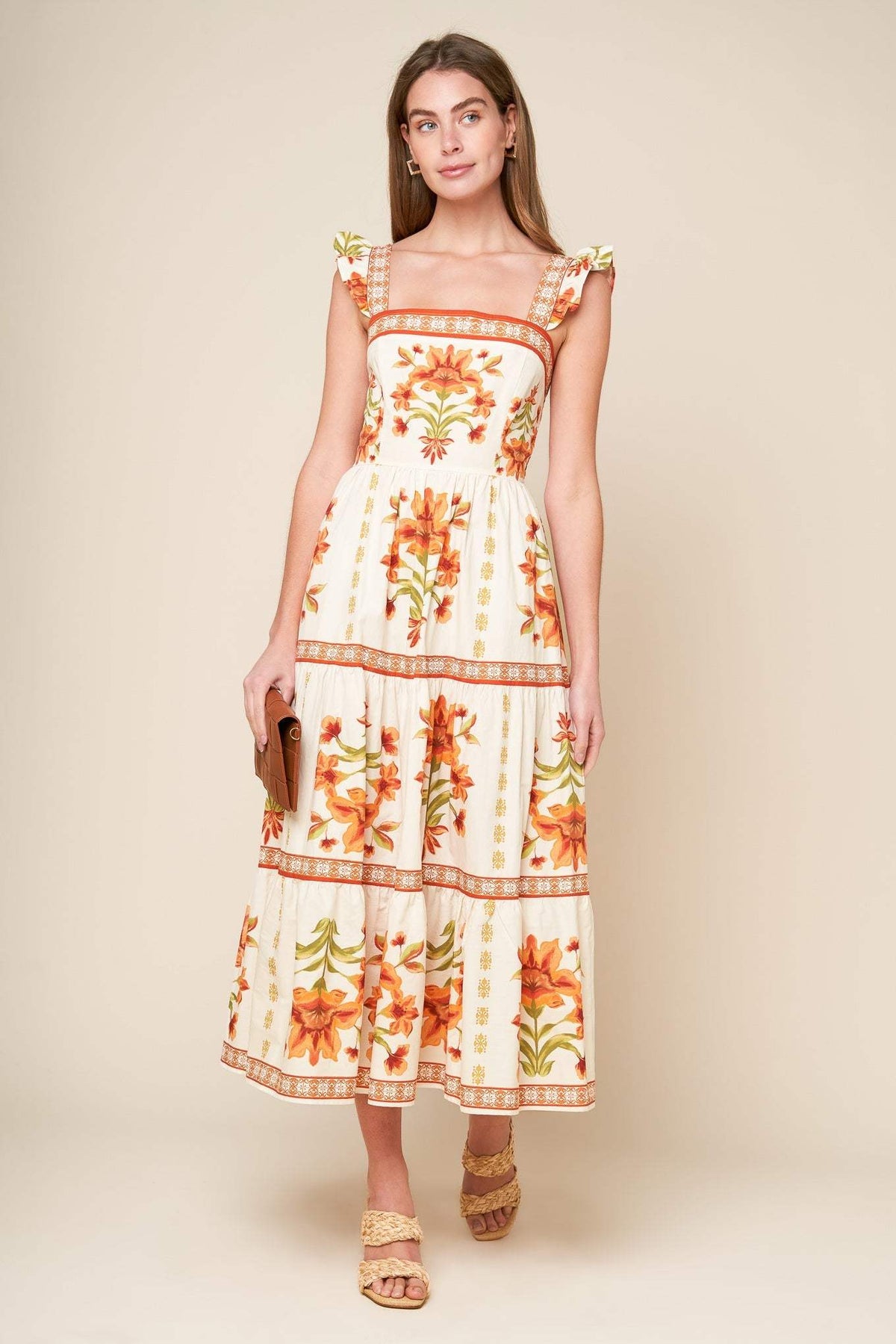 LOVELIEST MUSE IVORY WOVEN MIDI DRESS - Flying Tomato - Flyclothing LLC