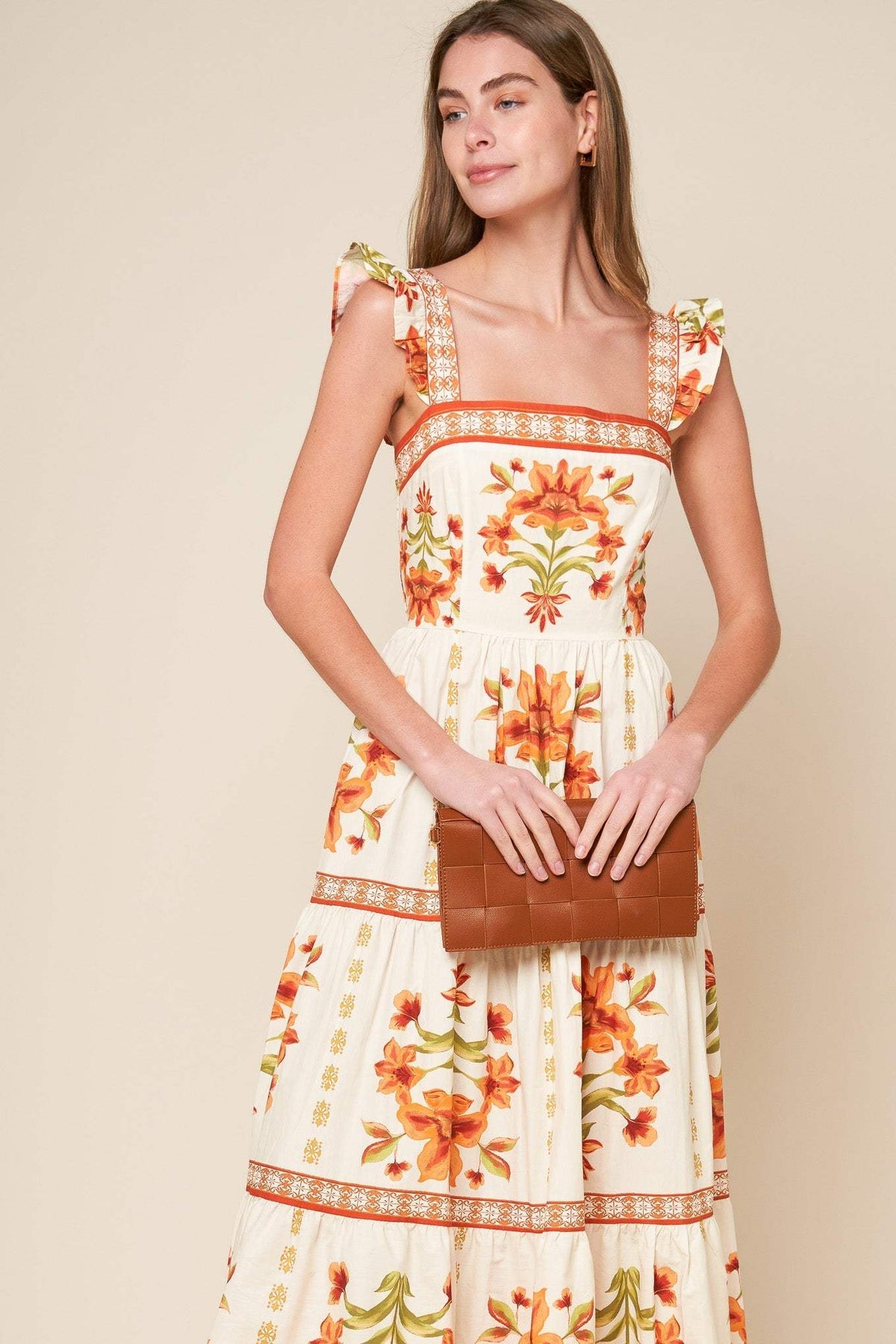 LOVELIEST MUSE IVORY WOVEN MIDI DRESS - Flying Tomato - Flyclothing LLC