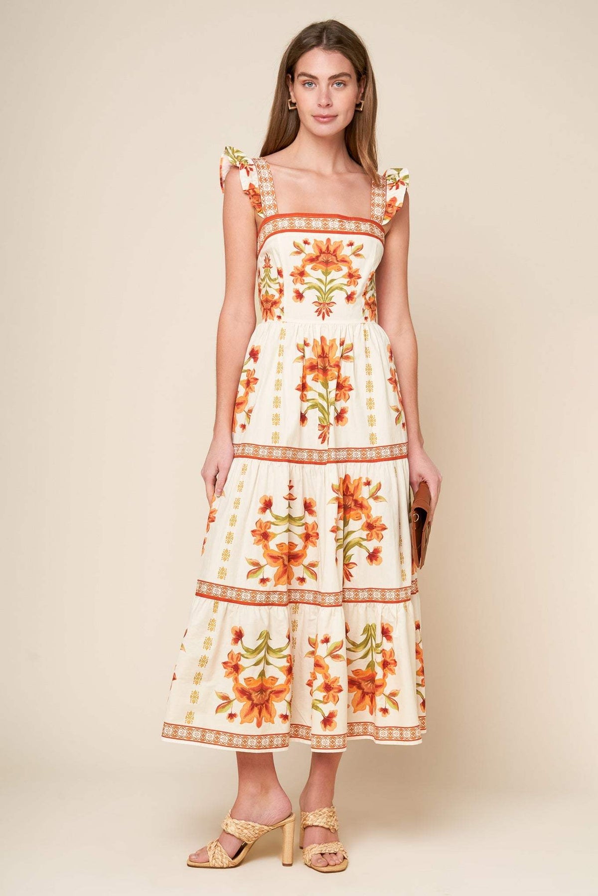 LOVELIEST MUSE IVORY WOVEN MIDI DRESS - Flying Tomato - Flyclothing LLC