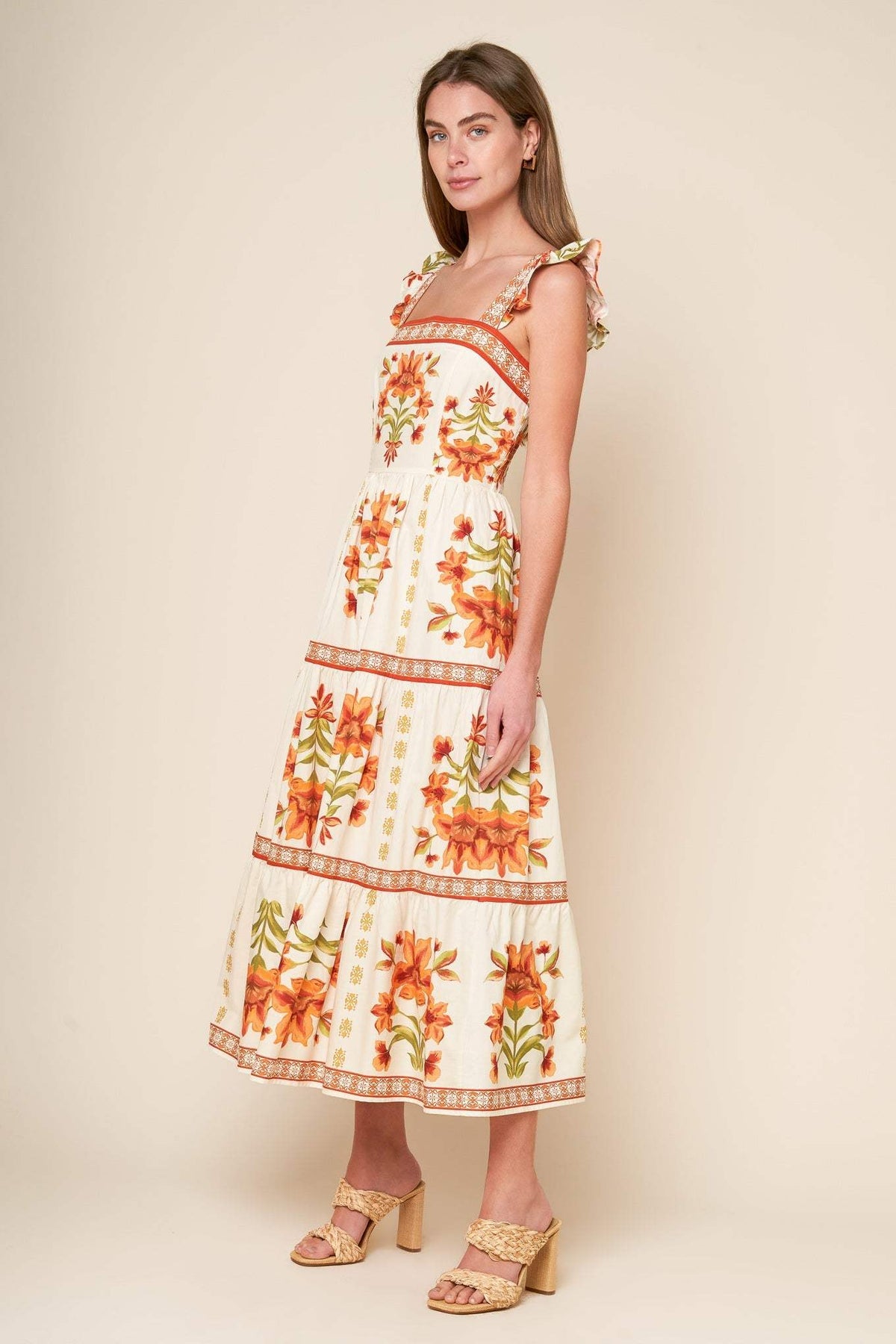 LOVELIEST MUSE IVORY WOVEN MIDI DRESS - Flying Tomato - Flyclothing LLC