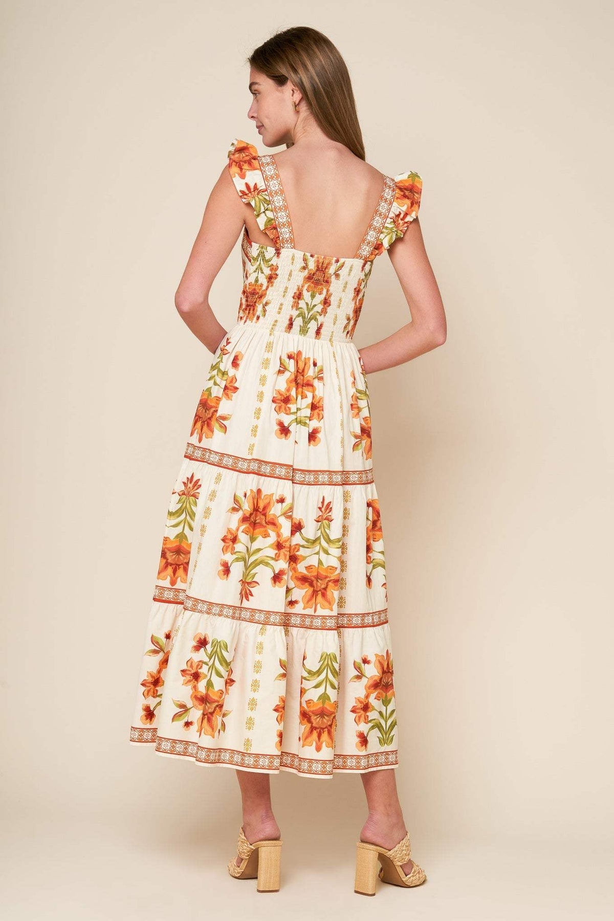 LOVELIEST MUSE IVORY WOVEN MIDI DRESS - Flying Tomato - Flyclothing LLC
