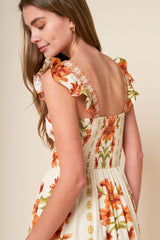 LOVELIEST MUSE IVORY WOVEN MIDI DRESS - Flying Tomato - Flyclothing LLC