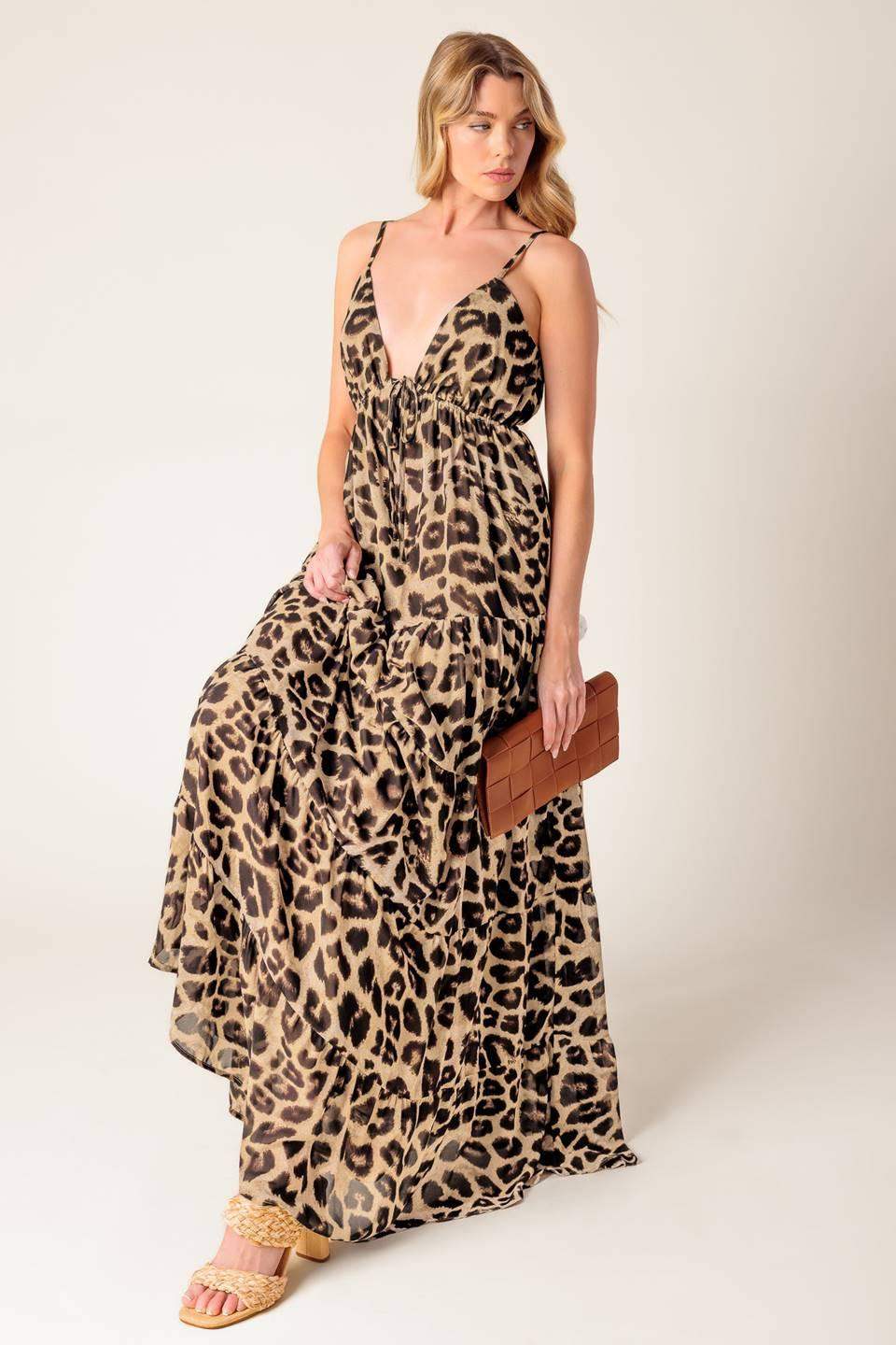 BEACH BUM LEOPARD WOVEN MAXI DRESS - Flying Tomato - Flyclothing LLC