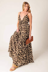 BEACH BUM LEOPARD WOVEN MAXI DRESS - Flying Tomato - Flyclothing LLC