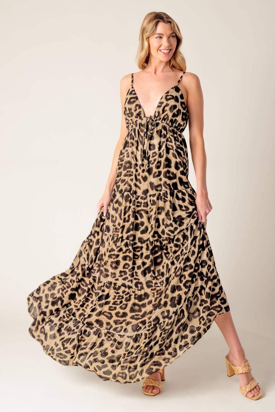 BEACH BUM LEOPARD WOVEN MAXI DRESS - Flying Tomato - Flyclothing LLC