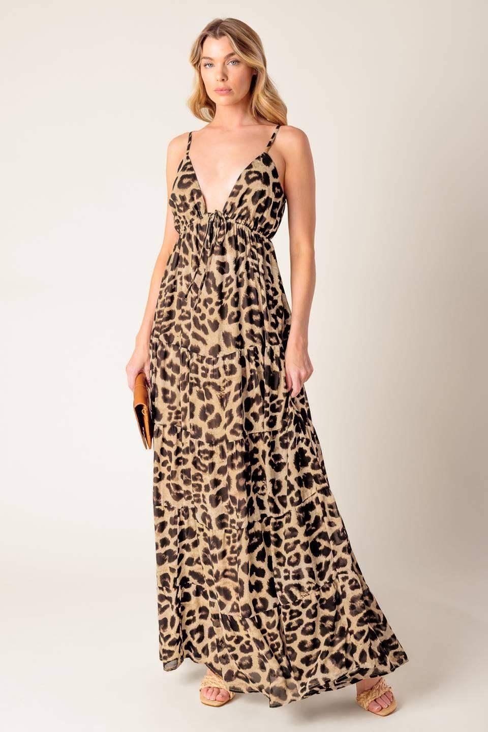 BEACH BUM LEOPARD WOVEN MAXI DRESS - Flying Tomato - Flyclothing LLC
